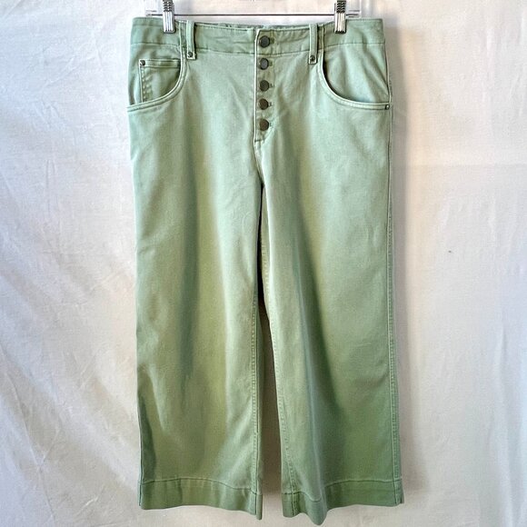 Gap High Rise Button Fly Wide-leg Crop Pants, Ashbury Green, Size 12, EUC - Picture 2 of 14